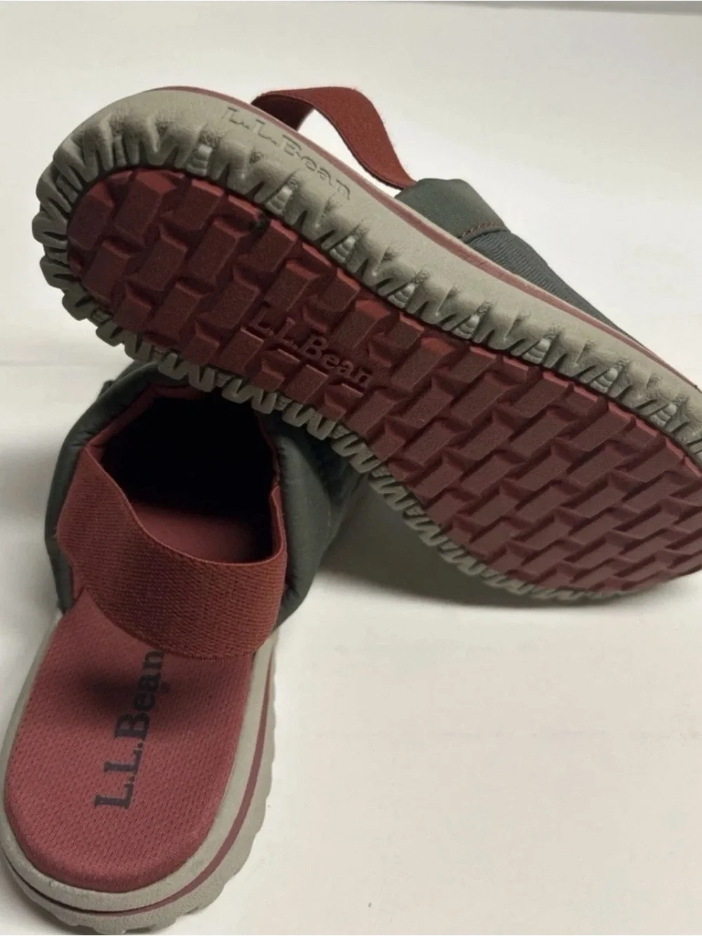 LL Bean Airlight Kelp Green Mule Slippers Elastic Kids Size 12-13